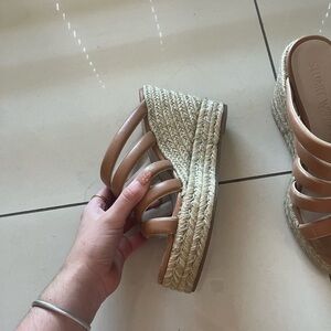 Stuart Weitzman Brown Strappy Wedges